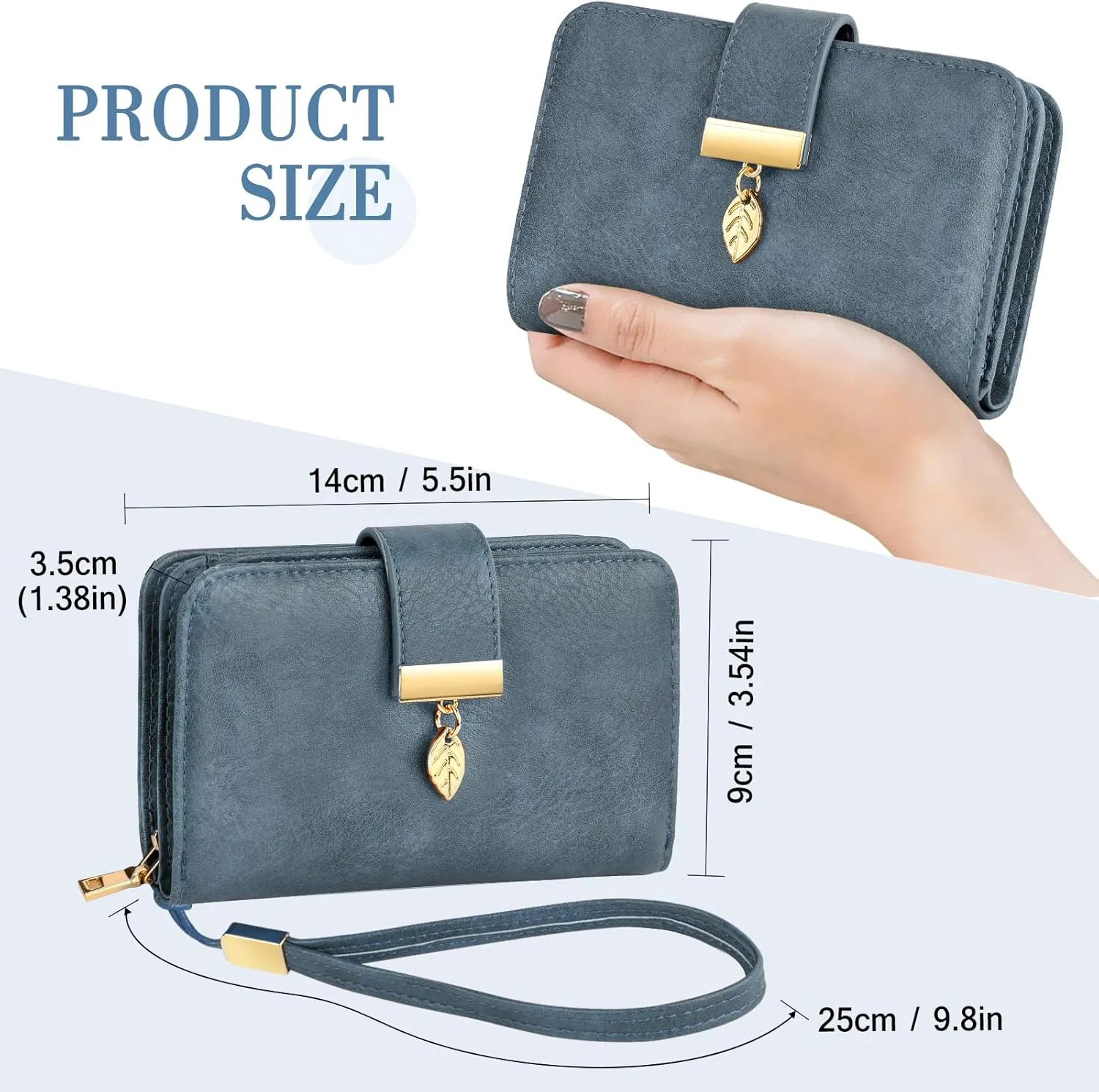 Small RFID Blocking Wallet for Women Leather Compact Bifold Wallet 18 Card Slots Ladies Wallets with Coin Pocket