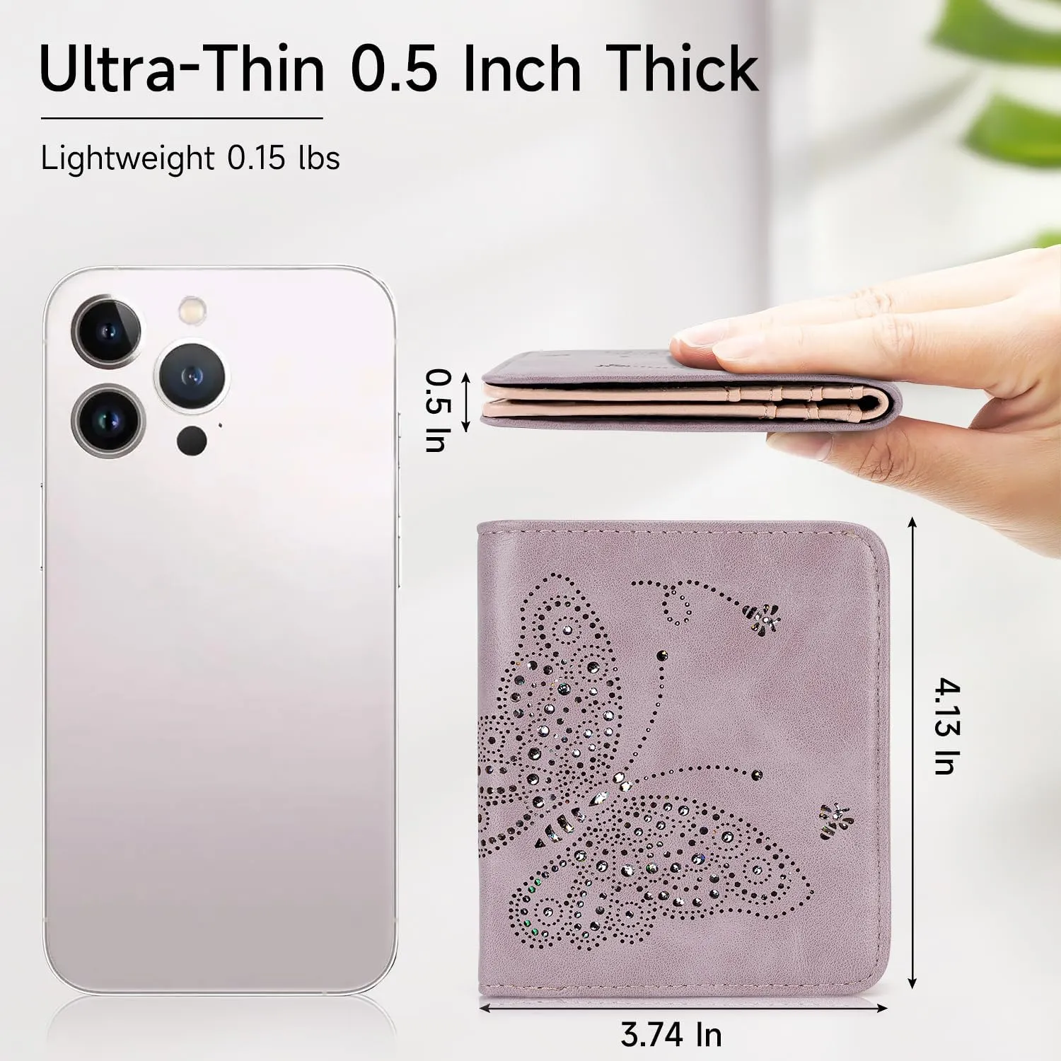 Small RFID Wallet Women Ultra Thin Slim Womens Wallet Mini Compact Bifold Pocket Ladies Wallets for Women PURPLE