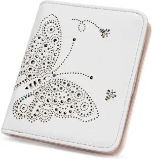 Small RFID Wallet Women Ultra Thin Slim Womens Wallet Mini Compact Bifold Pocket Ladies Wallets for Women WHITE