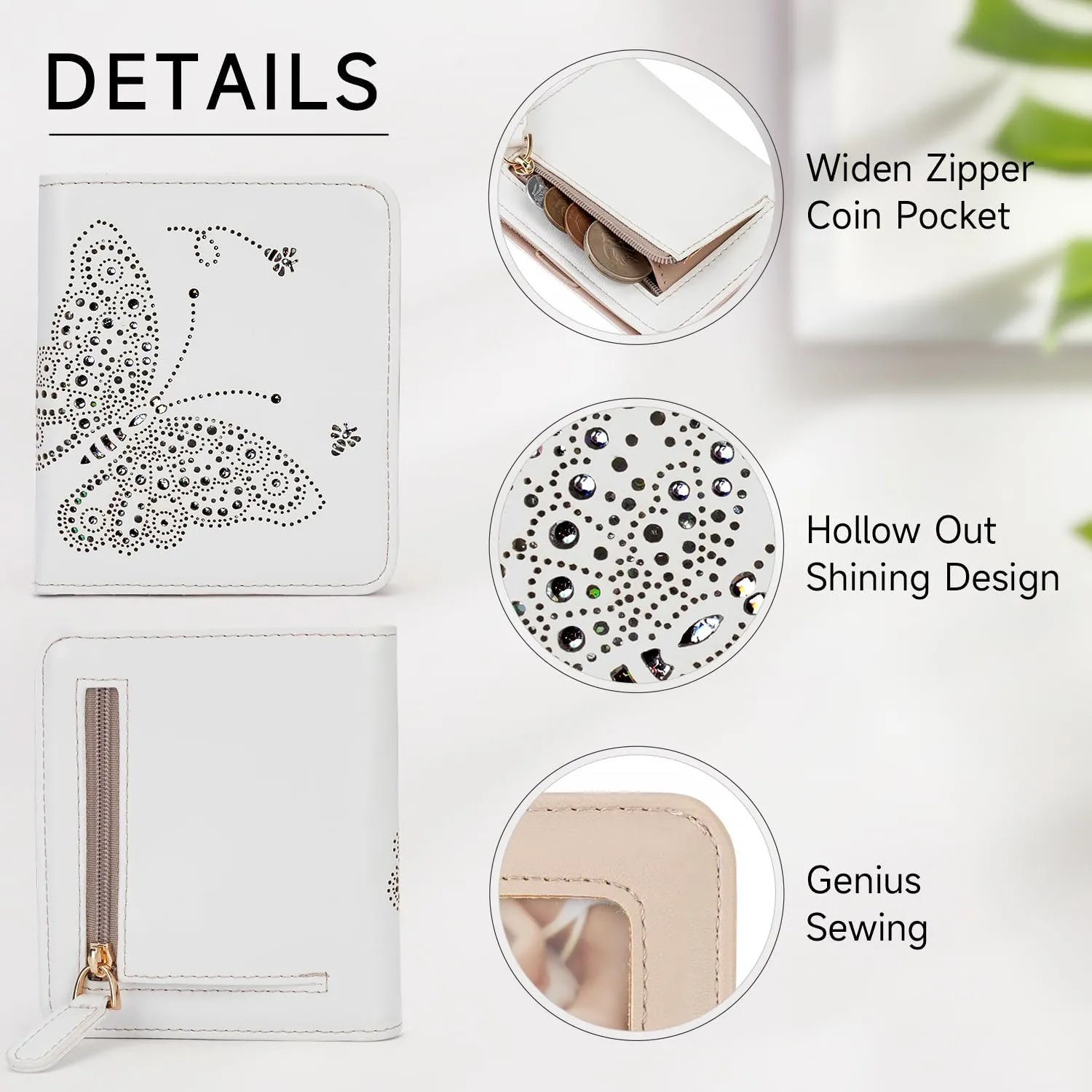 Small RFID Wallet Women Ultra Thin Slim Womens Wallet Mini Compact Bifold Pocket Ladies Wallets for Women WHITE