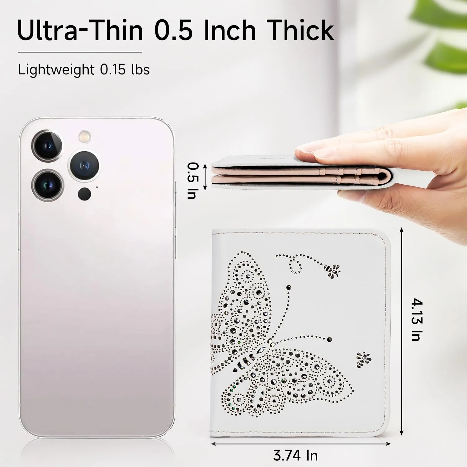 Small RFID Wallet Women Ultra Thin Slim Womens Wallet Mini Compact Bifold Pocket Ladies Wallets for Women WHITE