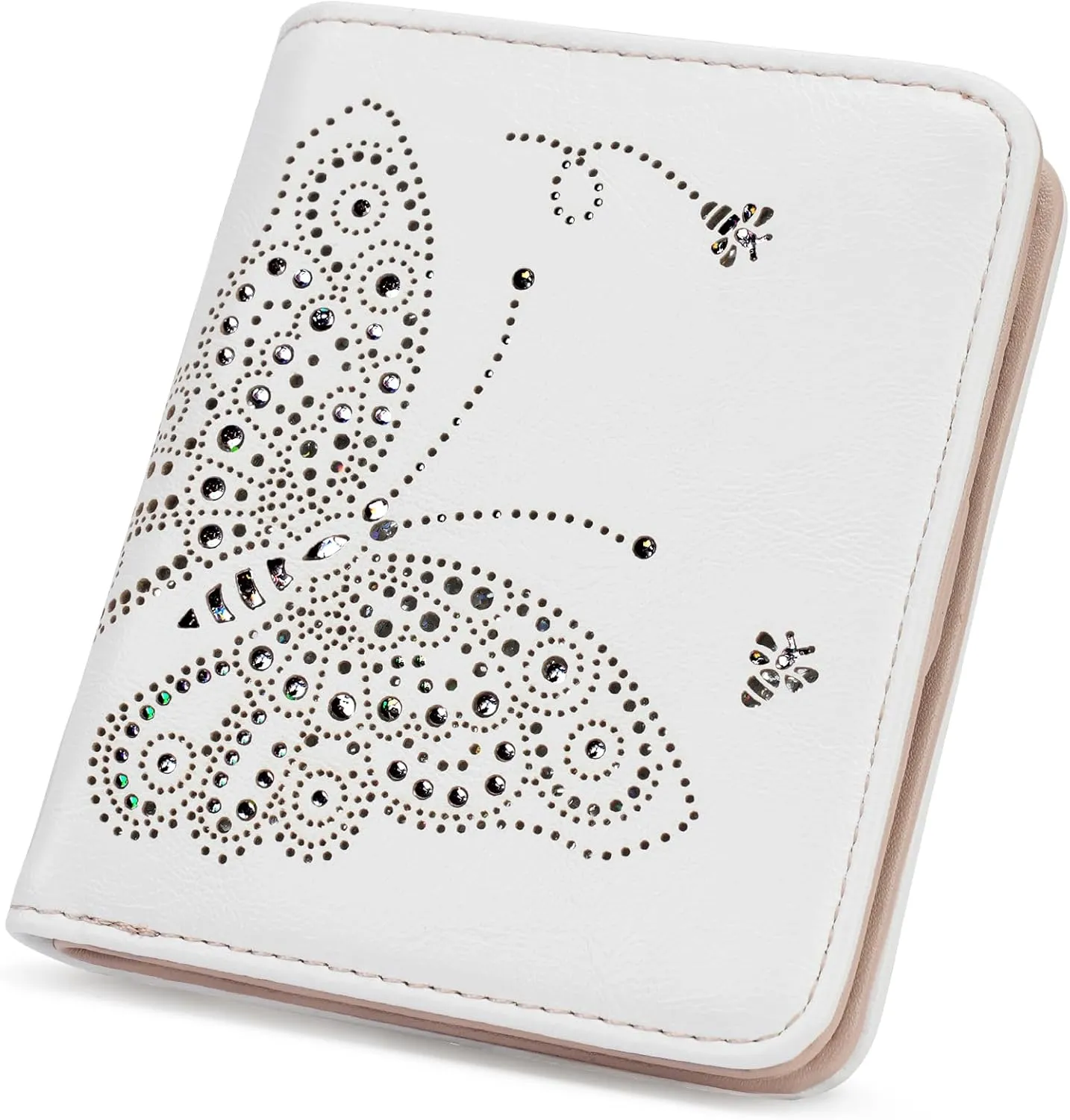 Small RFID Wallet Women Ultra Thin Slim Womens Wallet Mini Compact Bifold Pocket Ladies Wallets for Women WHITE