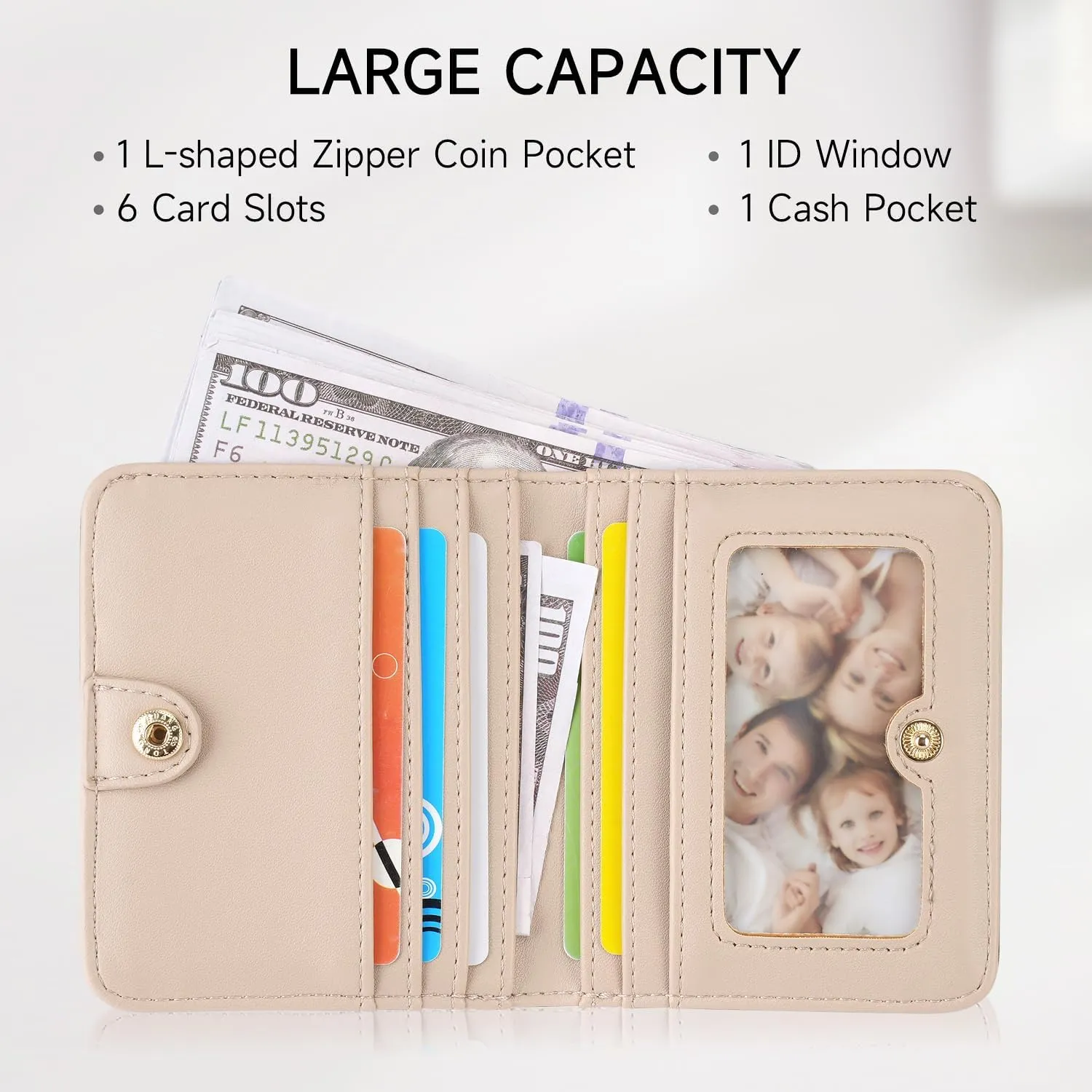 Small RFID Wallet Women Ultra Thin Slim Womens Wallet Mini Compact Bifold Pocket Ladies Wallets for Women WHITE