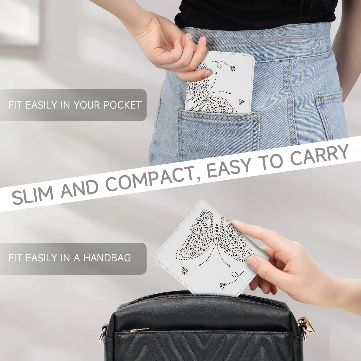 Small RFID Wallet Women Ultra Thin Slim Womens Wallet Mini Compact Bifold Pocket Ladies Wallets for Women WHITE