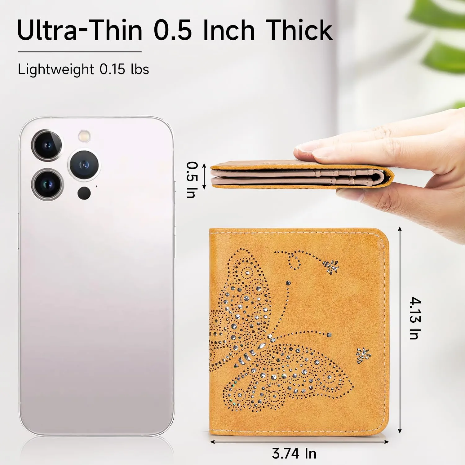 Small RFID Wallet Women Ultra Thin Slim Womens Wallet Mini Compact Bifold Pocket Ladies Wallets for Women YELLOW