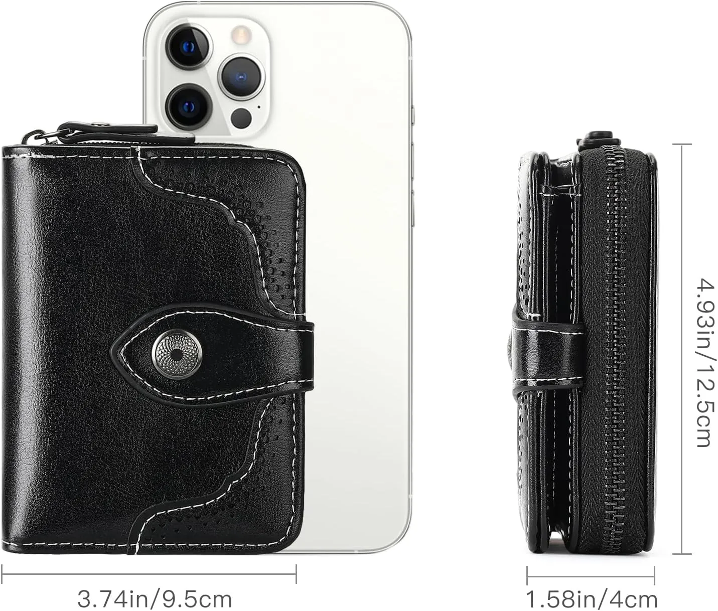 Small Wallet for Women Compact RFID Blocking Leather Bifold Zipper Pocket Wallet Card Case Purse