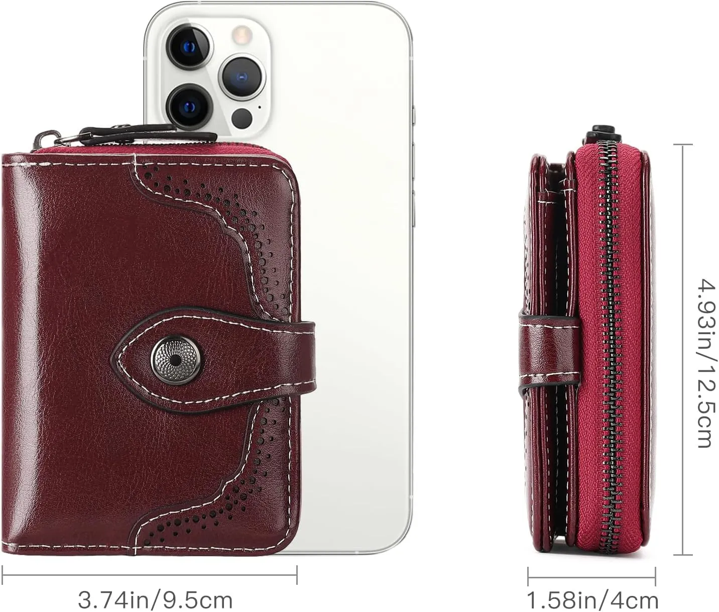 Small Wallet for Women Compact RFID Blocking Leather Bifold Zipper Pocket Wallet Card Case Purse