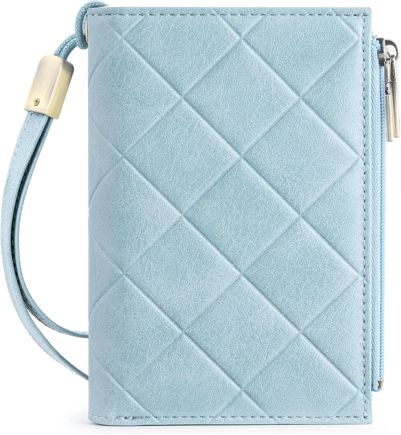 Small Wallet for Women RFID Blocking Leather Trifold Compact Ladies Wristlet Card Wallets with Dual Zipper Coin Pocket ID Window