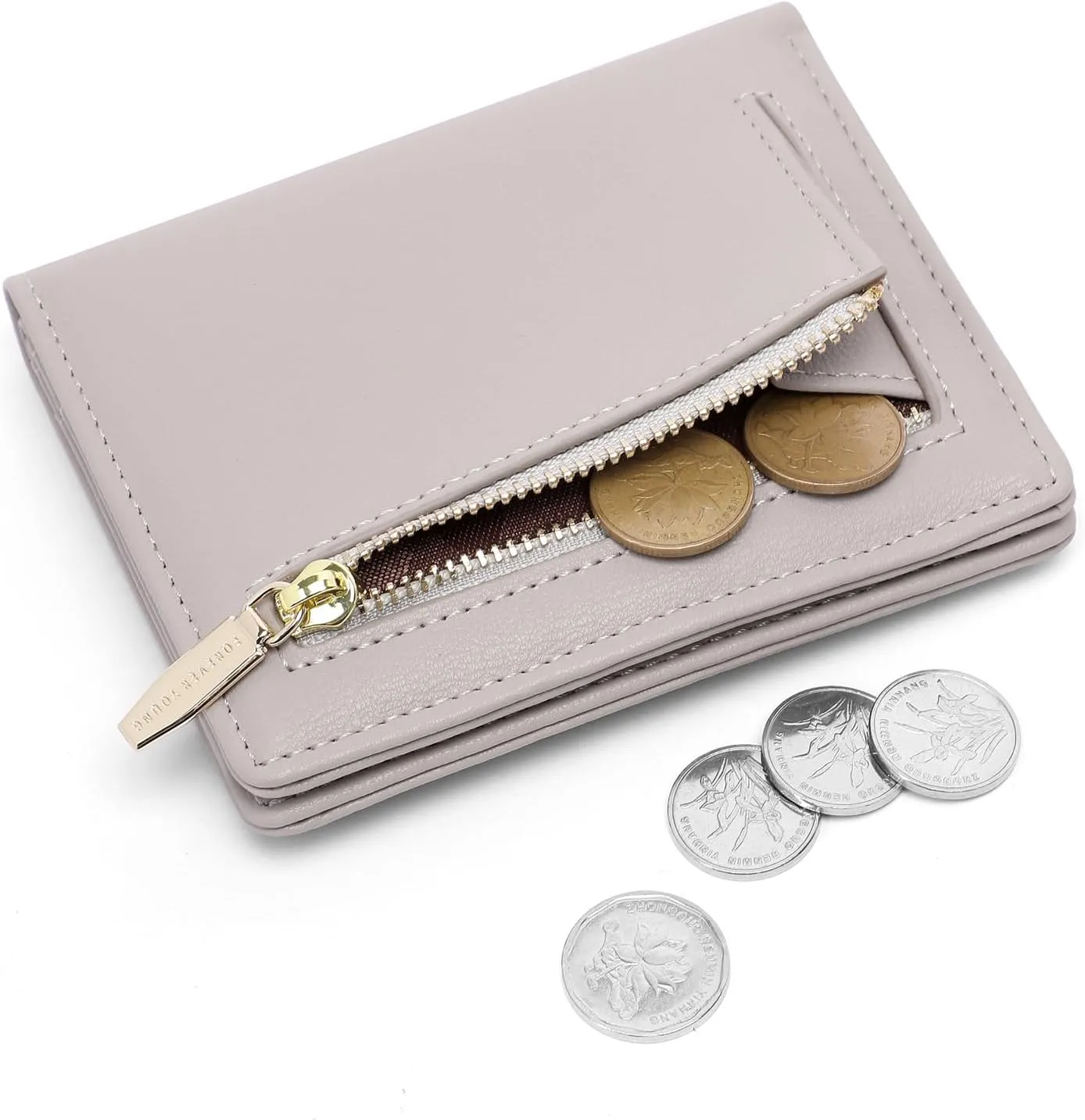 Small Women Wallet RFID Blocking Bifold Pocket Wallet Slim Compact Ladies Purse Mini Wallets For Women (Grey)