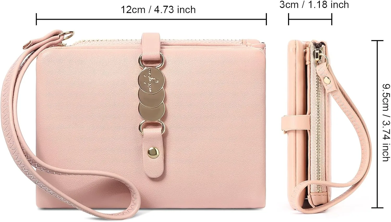 Small Women Wallet RFID Blocking Leather Bifold Compact Card Holder Ladies Purse with Zipper Coin Pocket