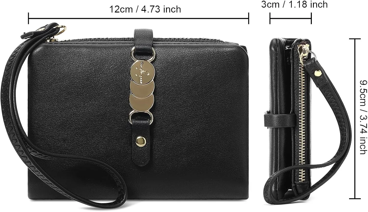 Small Women Wallet RFID Blocking Leather Bifold Compact Card Holder Ladies Purse with Zipper Coin Pocket