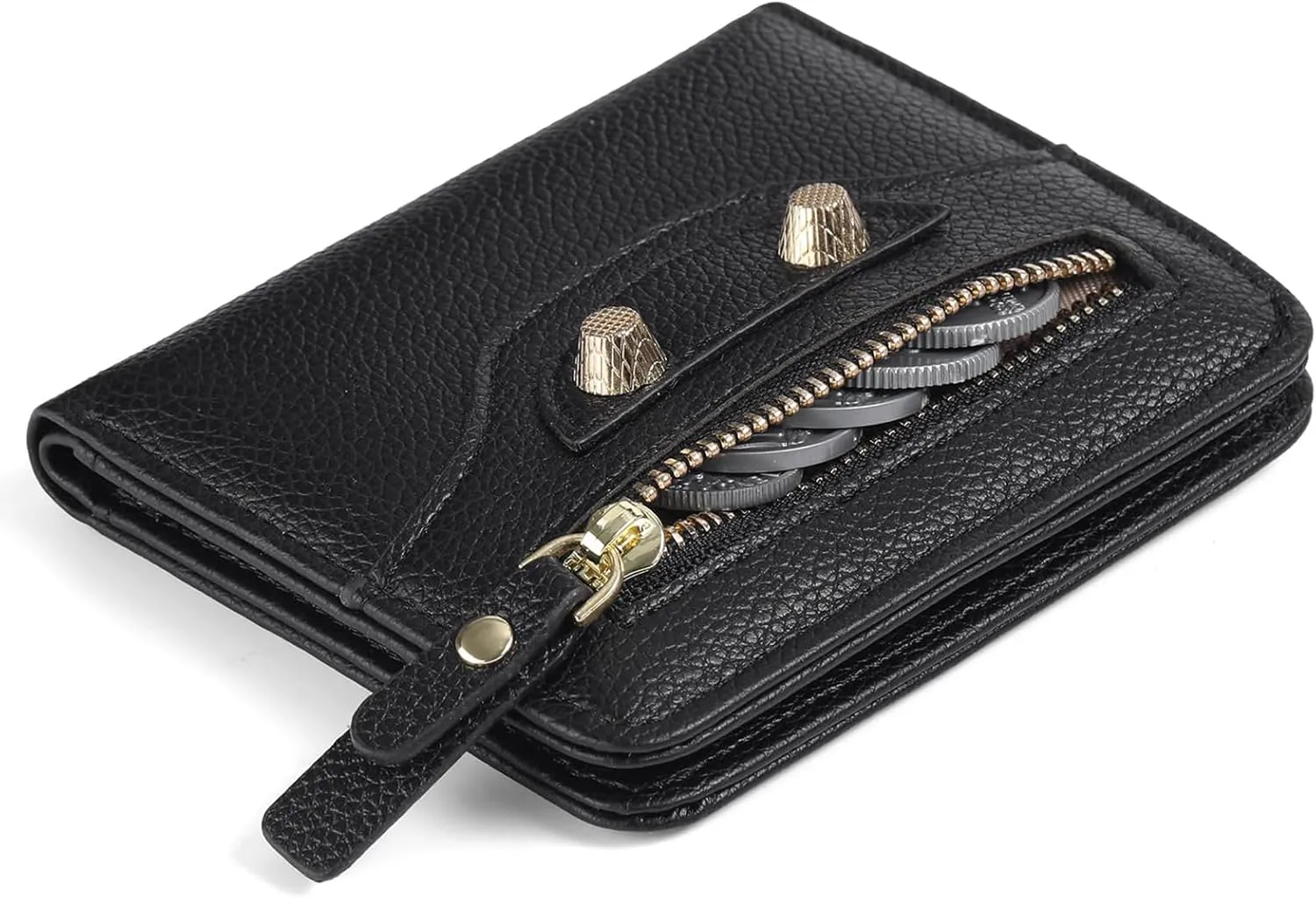 Small Womens Wallet Leather RFID Blocking Mini Compact Bifold Pocket Pocket Wallet Ladies Card Holder with Zipper Coin Pocket