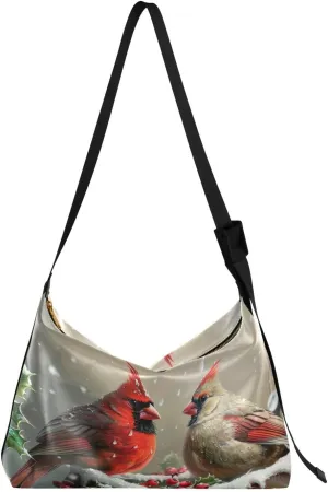 Snow Birds Pattern Shoulder Bag for Women Waterproof PU Leather Hobo Bags Crossbody Purse with Zipper Closure