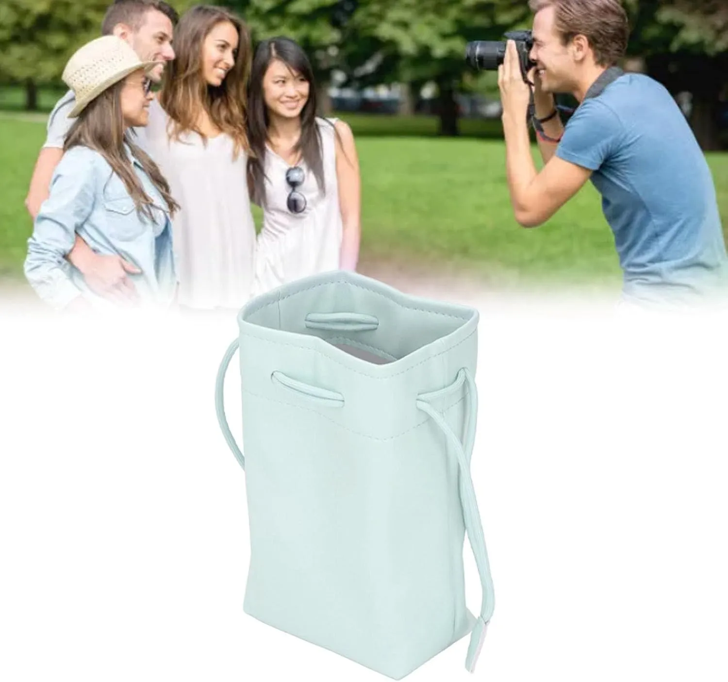 Soft PU Leather Camera Bag forMini Camera, Mirrorless Camera, Digital Camera Dustproof, Shockproof Compact, Foldable (Green)
