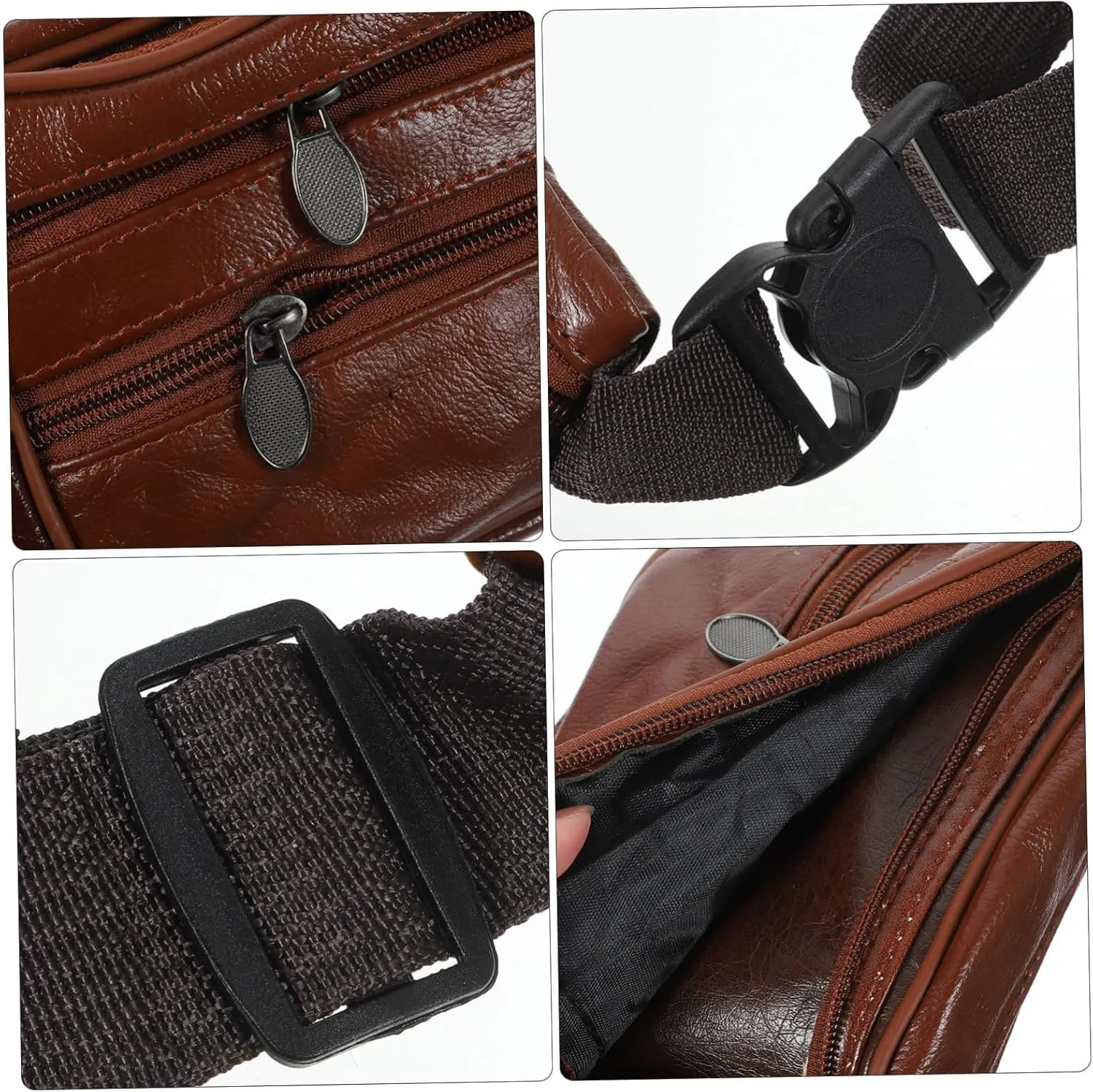 SOIMISS Men's Purse Leather Waist Bag Zipper Adjustable Belt Compact Coin Purse for Sports Travel Hiking
