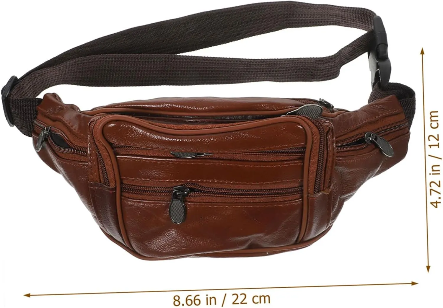 SOIMISS Men's Purse Leather Waist Bag Zipper Adjustable Belt Compact Coin Purse for Sports Travel Hiking