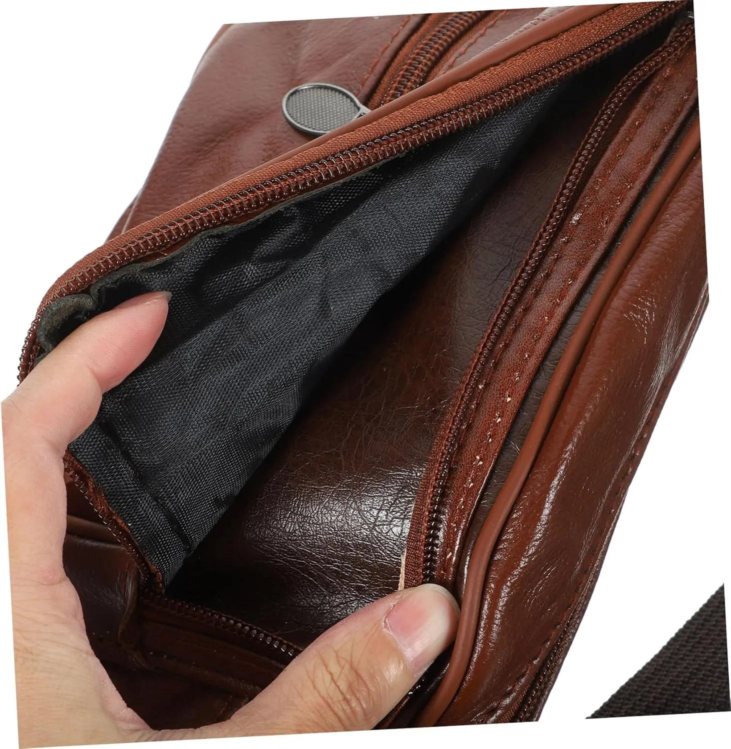 SOIMISS Men's Purse Leather Waist Bag Zipper Adjustable Belt Compact Coin Purse for Sports Travel Hiking