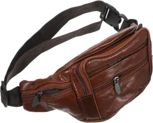SOIMISS Men's Purse Leather Waist Bag Zipper Adjustable Belt Compact Coin Purse for Sports Travel Hiking