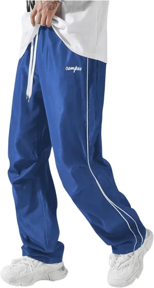 SOLY HUX Men's Parachute Pants Y2k Baggy Sweatpants Wide Leg Drawstring Waist Casual Pants Streetwear
