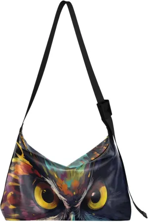 Space Owl Eyes Shoulder Bag for Women Waterproof PU Leather Hobo Bags Crossbody Purse with Zipper Closure