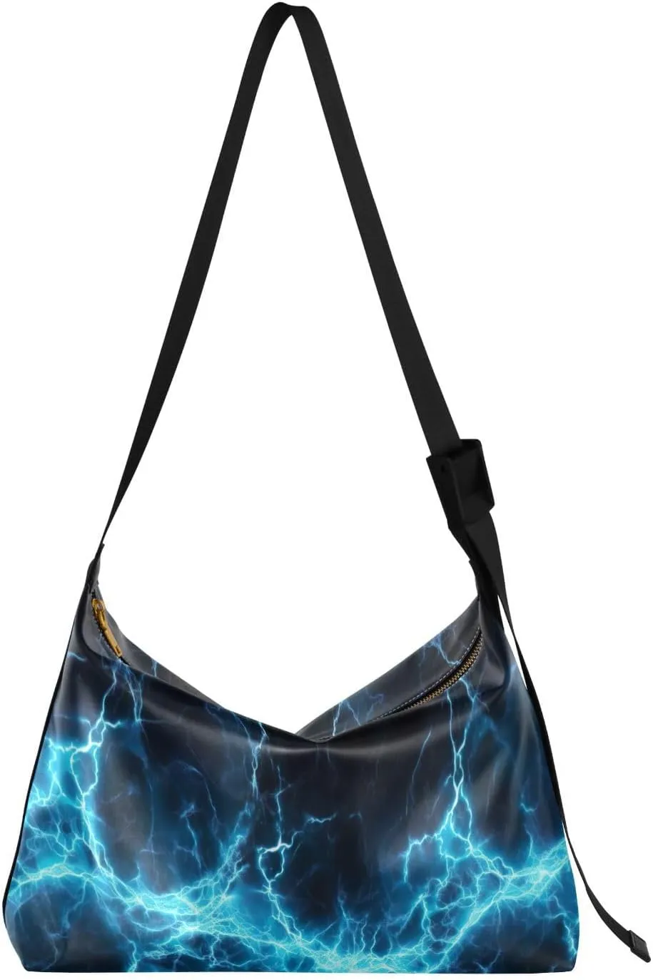 Spark Texture Blue Shoulder Bag for Women Waterproof PU Leather Hobo Bags Crossbody Purse with Zipper Closure