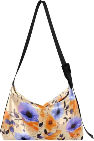 Spring Poppies Leather Hobo Bag for Women Men Casual Shoulder Bag with Adjustable Strap Large Capacity Tote Handbag