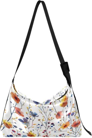 Spring Wildflowers Shoulder Bag for Women Waterproof PU Leather Hobo Bags Crossbody Purse with Zipper Closure