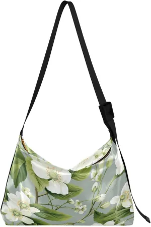 Strawberry Leaves Shoulder Bag for Women Waterproof PU Leather Hobo Bags Crossbody Purse with Zipper Closure
