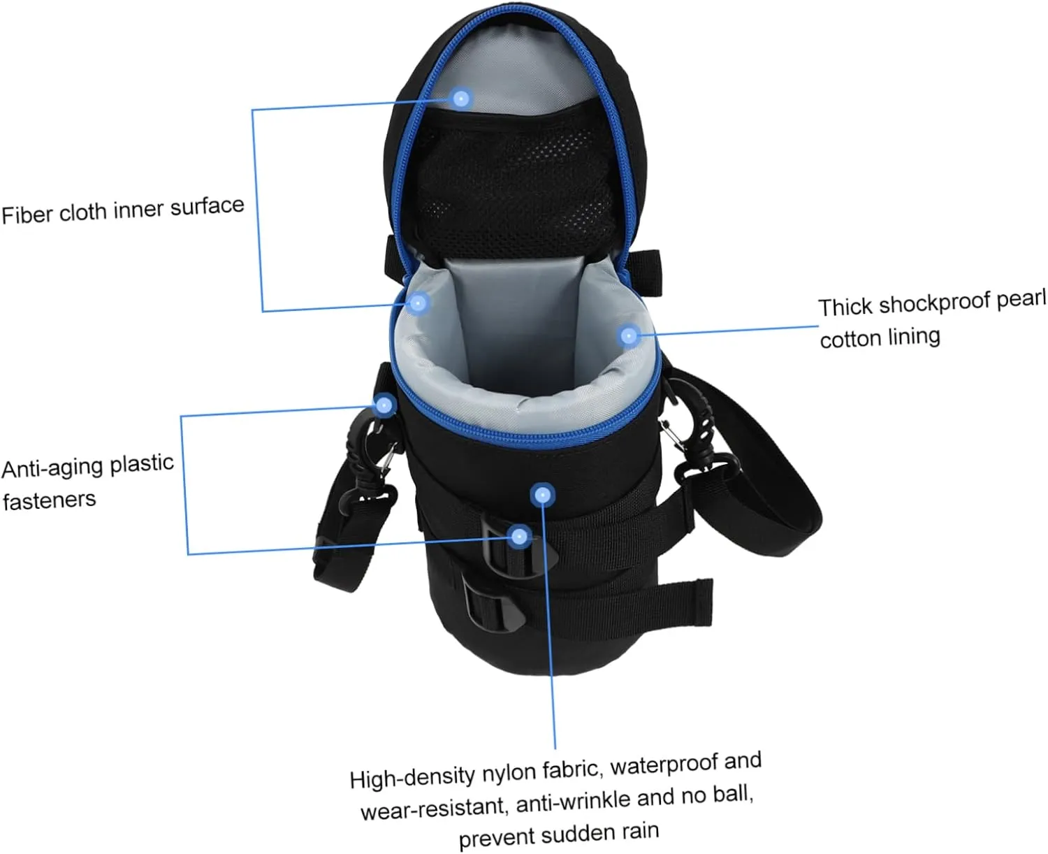 Sturdy Polyester Camera Bag Lens Bag Water Resistant Camera Lens Case Compact and Stylish Fit for Dslr Camera Random Color