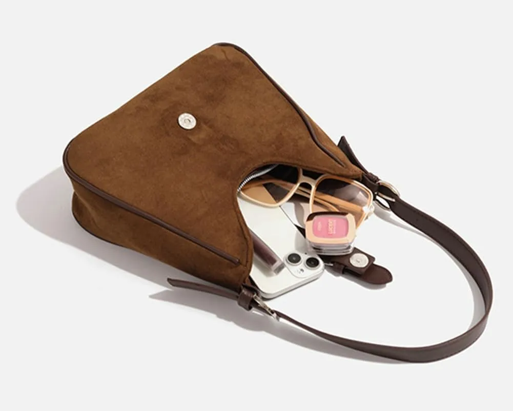 Stylish Hobo Bag Slouchy PU Leather Underarm Bag Vintage Frosted Tote Bag Shoulder Handbag Large Purse for Women Girls
