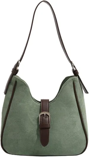 Stylish Hobo Bag Slouchy PU Leather Underarm Bag Vintage Frosted Tote Bag Shoulder Handbag Large Purse for Women Girls