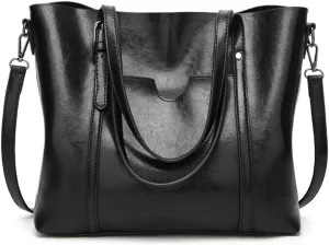 Stylish Large Leather Crossbody Tote Bag for Women - Fashionable Top Handle Shoulder Purse with Zipper (Grey)