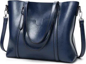 Stylish Large Leather Crossbody Tote Bag for Women - Fashionable Top Handle Shoulder Purse with Zipper (Grey)