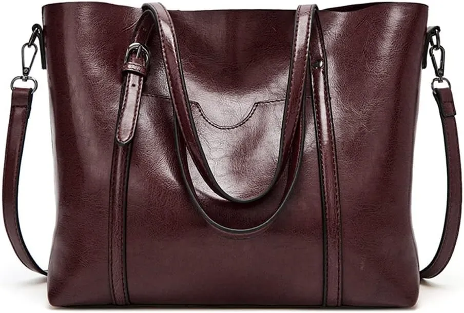 Stylish Large Leather Crossbody Tote Bag for Women - Fashionable Top Handle Shoulder Purse with Zipper (Grey)
