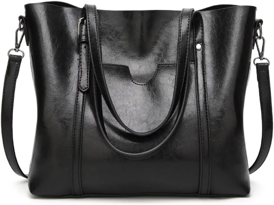 Stylish Large Leather Crossbody Tote Bag for Women - Fashionable Top Handle Shoulder Purse with Zipper (Grey)