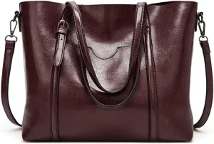 Stylish Large Leather Crossbody Tote Bag for Women - Fashionable Top Handle Shoulder Purse with Zipper (Grey)