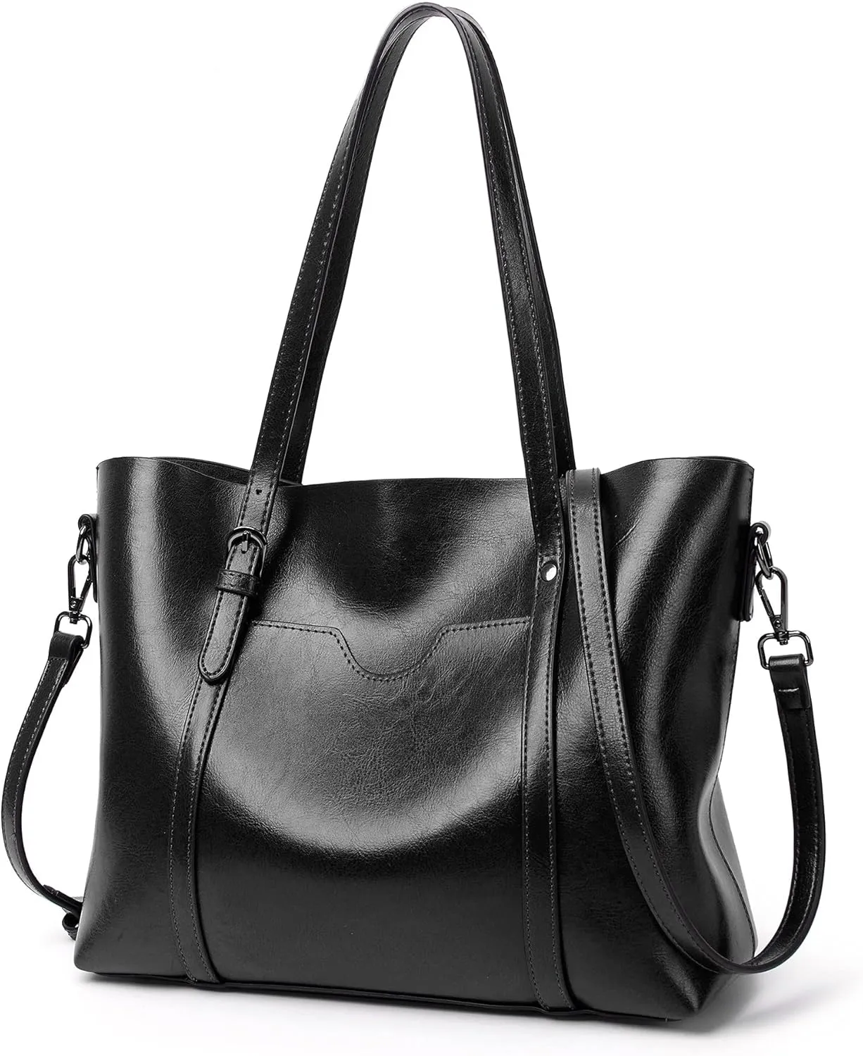 Stylish Large Leather Crossbody Tote Bag for Women - Fashionable Top Handle Shoulder Purse with Zipper (Grey)