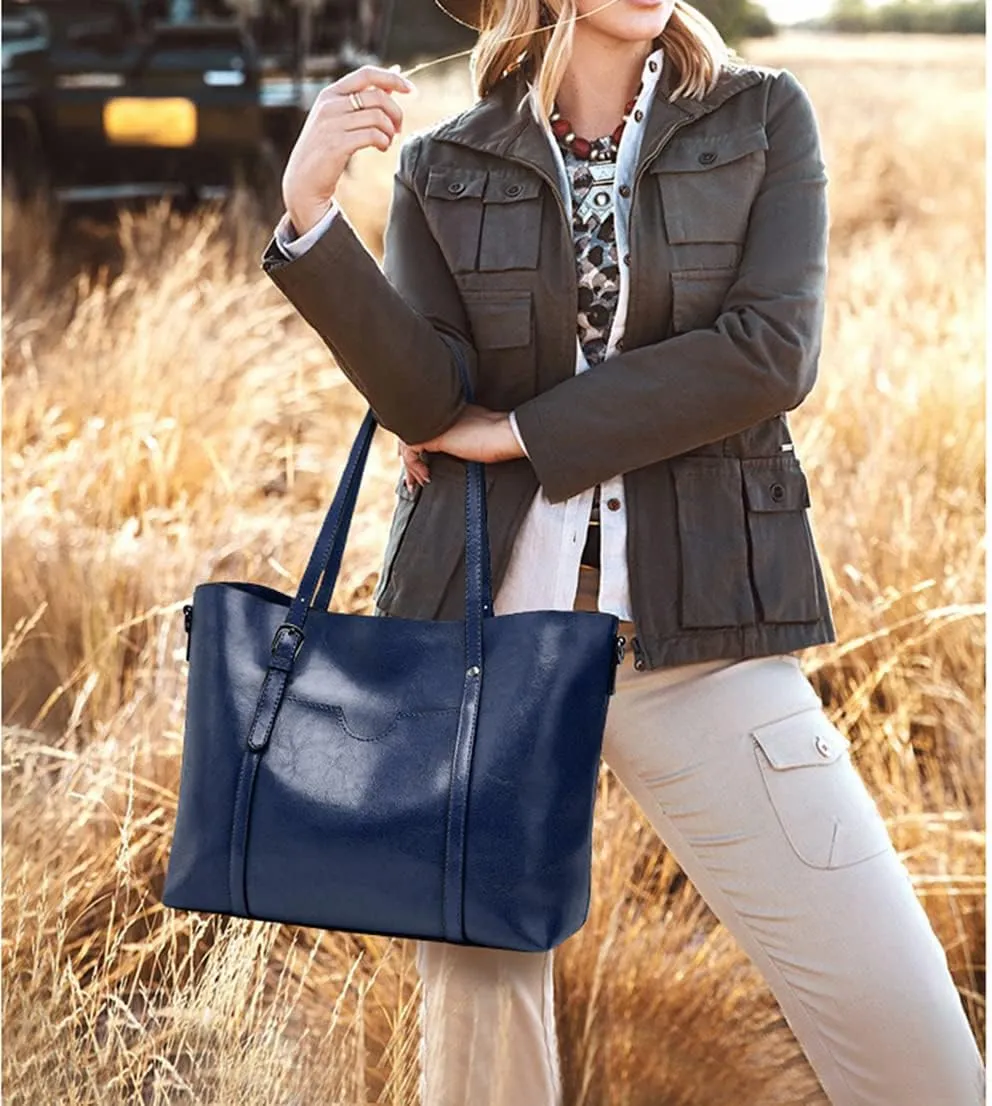 Stylish Large Leather Crossbody Tote Bag for Women - Fashionable Top Handle Shoulder Purse with Zipper (Grey)