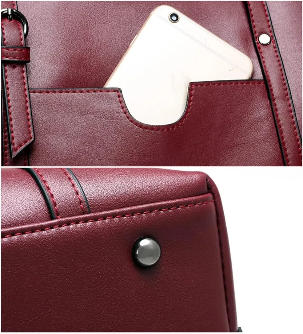 Stylish Large Leather Crossbody Tote Bag for Women - Fashionable Top Handle Shoulder Purse with Zipper (Grey)
