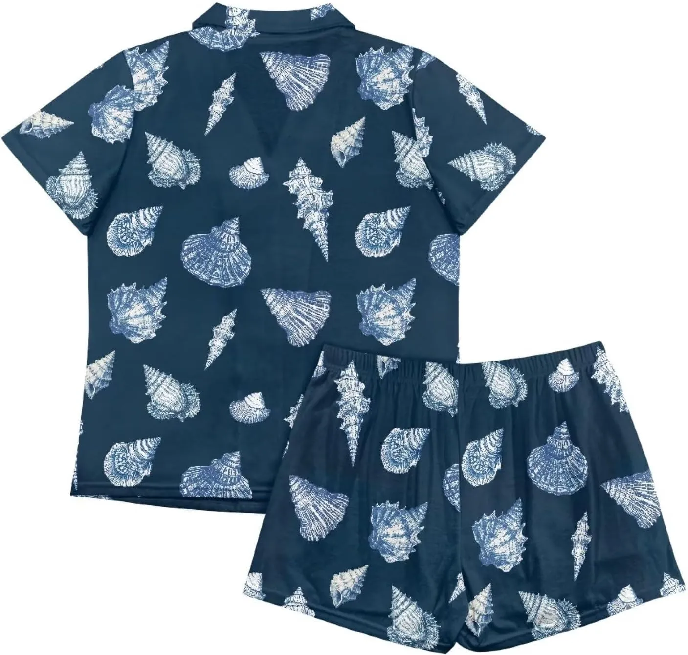 Stylish Pajama Set For Women Button Down Casual Summer Short Sleeve Tops Shorts Sleepwear With Pockets