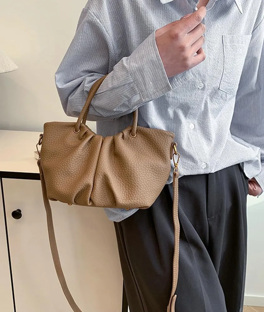 Stylish Senior Bucket Bag Simple Texture Cross Body Bag for Women PU Leather Handbag for Outdoor Trendy 2025
