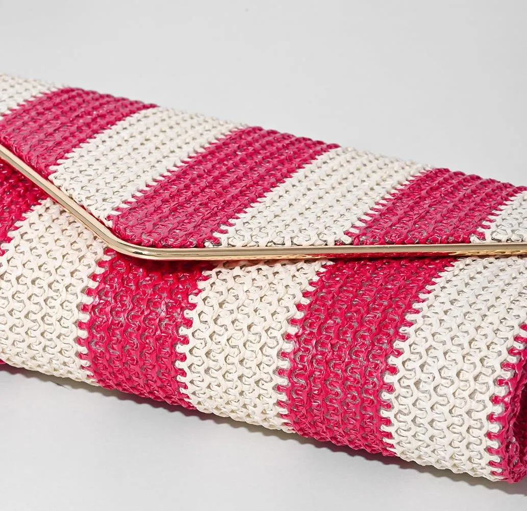 Stylish Striped Straw Evening Bag for Women Woven Purse Straw Beach Clutch Purse for Summer Crossbody Handbag 2025