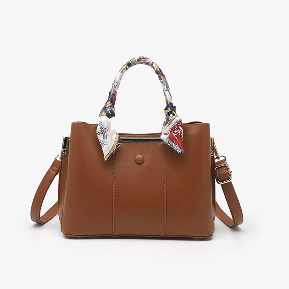 Stylish Women Leather Satchel - Large Crossbody Handbag & Tote Shoulder Bag in Red
