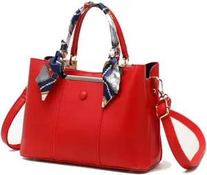 Stylish Women Leather Satchel - Large Crossbody Handbag & Tote Shoulder Bag in Red