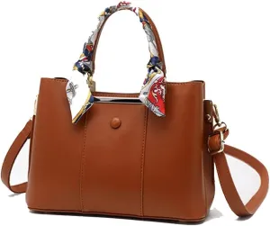 Stylish Women Leather Satchel - Large Crossbody Handbag & Tote Shoulder Bag in Red