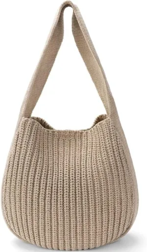 Stylish Womens Crochet Beach Tote Bag - Woven Shoulder Bag for Summer Vacation, Knitted Handbag & Crossbody Purse (Pink)