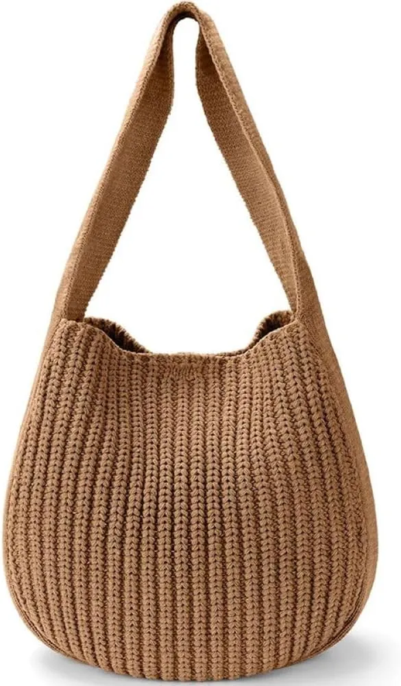 Stylish Womens Crochet Beach Tote Bag - Woven Shoulder Bag for Summer Vacation, Knitted Handbag & Crossbody Purse (Pink)