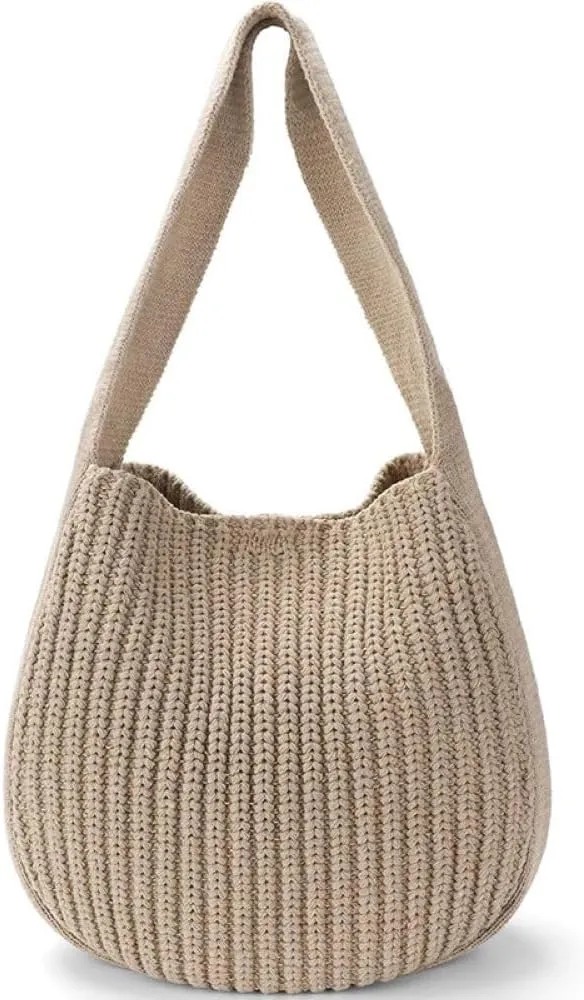Stylish Womens Crochet Beach Tote Bag - Woven Shoulder Bag for Summer Vacation, Knitted Handbag & Crossbody Purse (Pink)