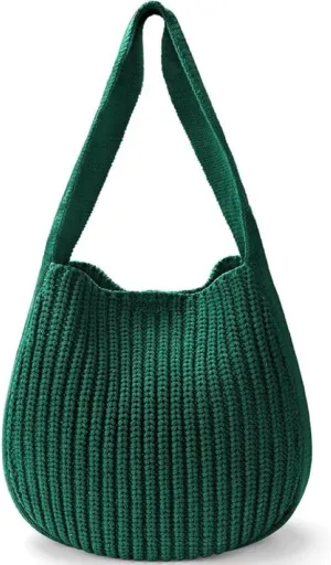 Stylish Womens Crochet Beach Tote Bag - Woven Shoulder Bag for Summer Vacation, Knitted Handbag & Crossbody Purse (Pink)