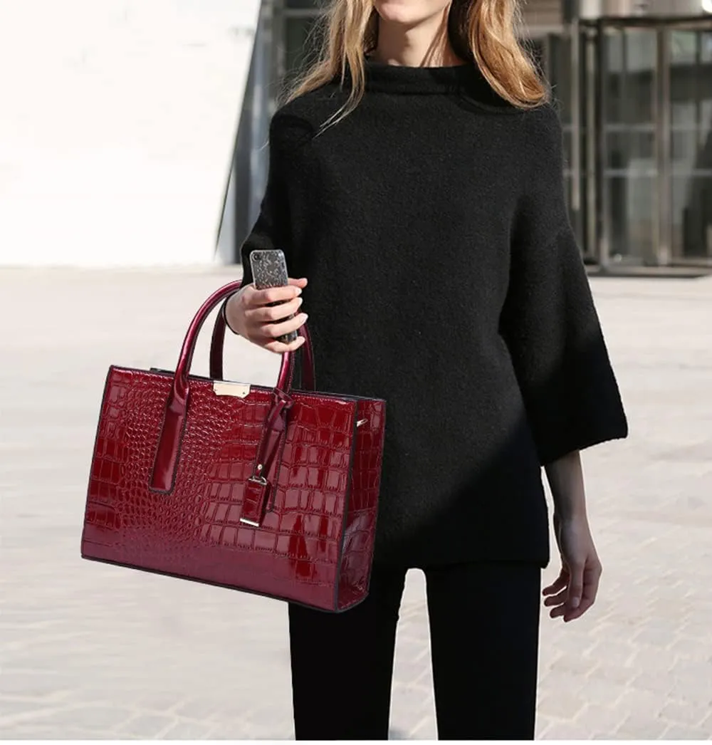 Stylish Women's Fashion Handbag Set - Large Tote, Top Handle Satchel, and Crossbody Purse with Clutch